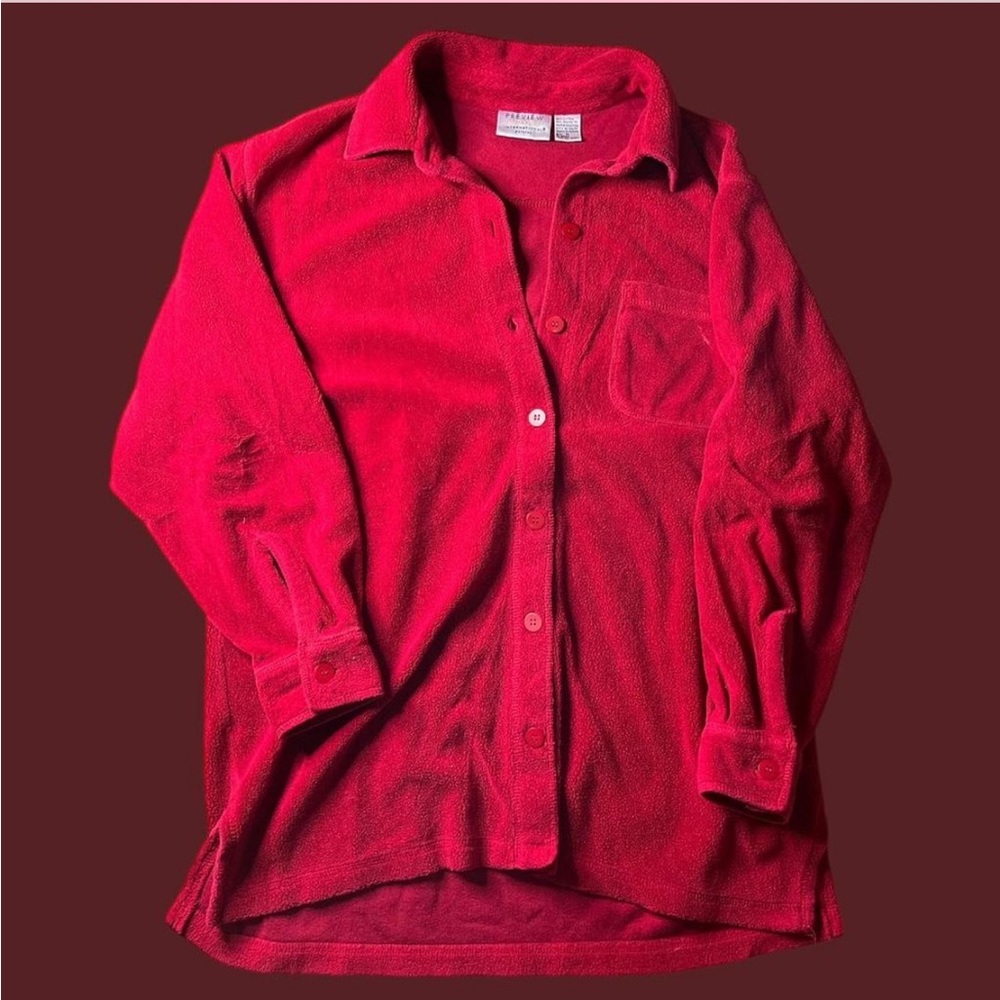 Vintage Preview International Cherry Red polyester/Cotten button up Shirt